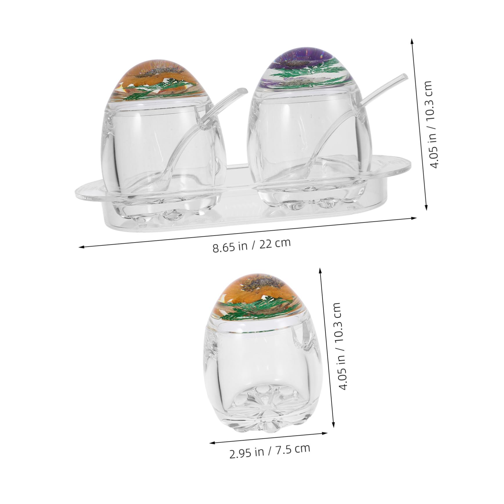 Contenitori Condimenti Trasparenti in Acrilico con Fiori Secchi Incapsulati Vasetti Spezie Sicuri per Cucina con Vassoio Rimovibile e Decorativo