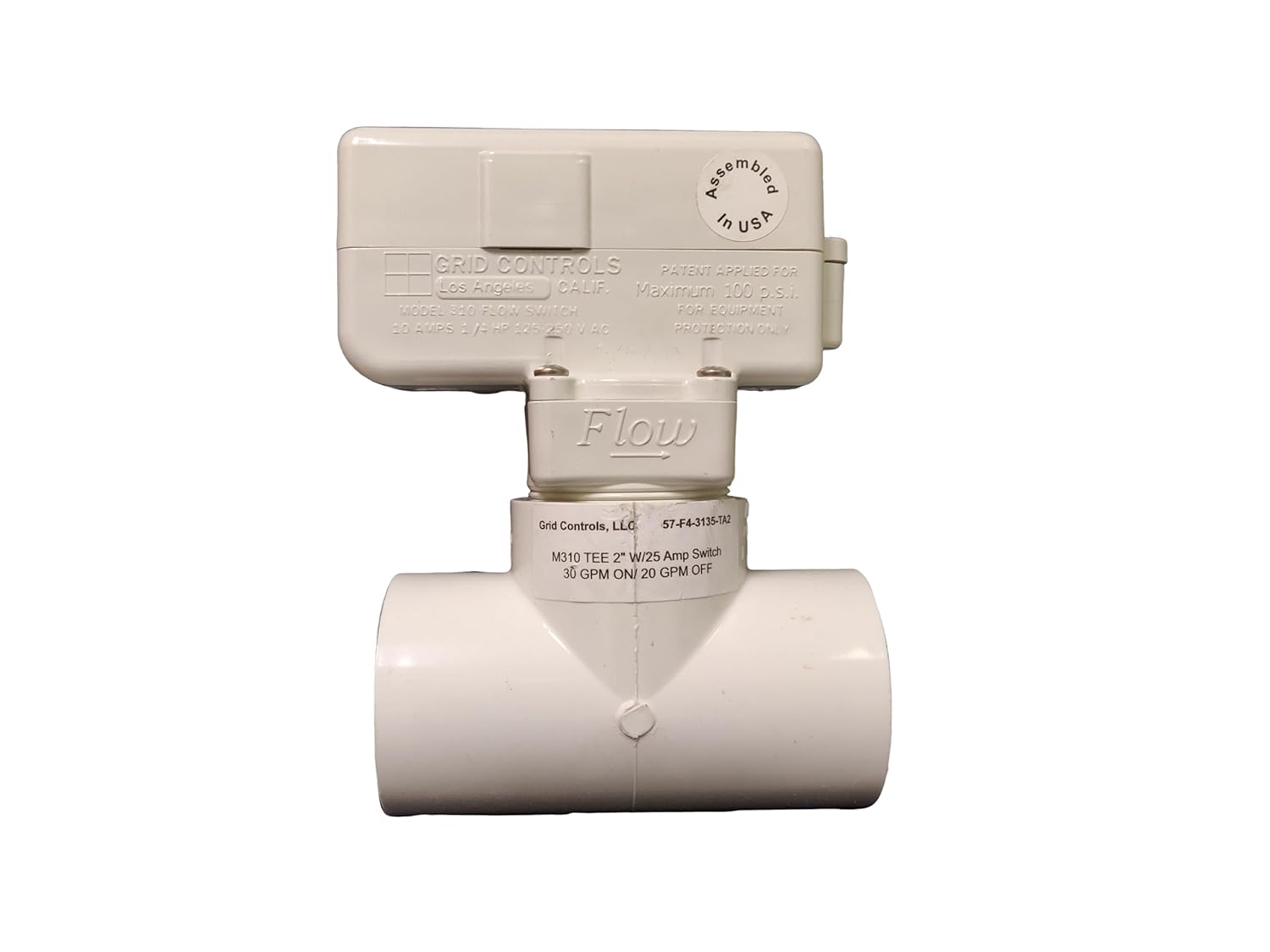 Flow Switch, Grid Controls 2" M310 TEE 10A Flow Switch, Chemical Dosing Control, for Pump