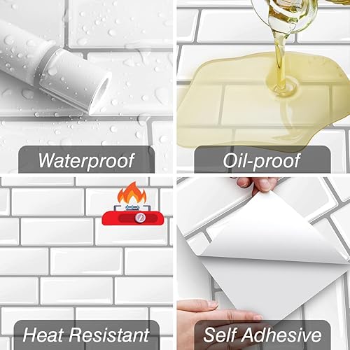 Miniatura 4 de Livebor Papel tapiz autoadhesivo para despegar y pegar, papel tapiz de cocina de 15.7 x 118.1 pulgadas, para encimera de cocina, azulejos, papel de