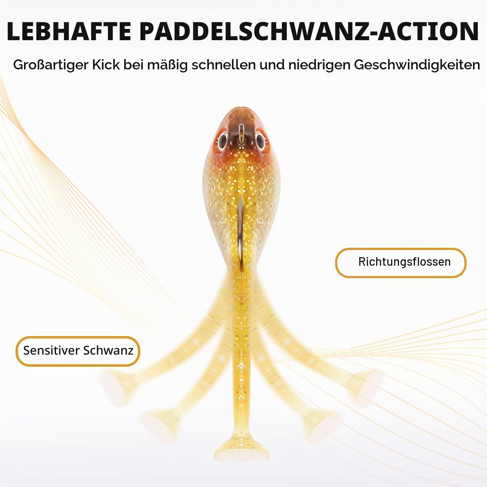 TRUSCEND Einfacher Fang Gummifische mit BKK-Haken, Besondere Vibrierende Schwimm- & zitternde Jigging-Aktion für mehr Bisse, tolle weiche Köder für Barsch, Forelle, Hecht, Zander, EIN Familienmuss