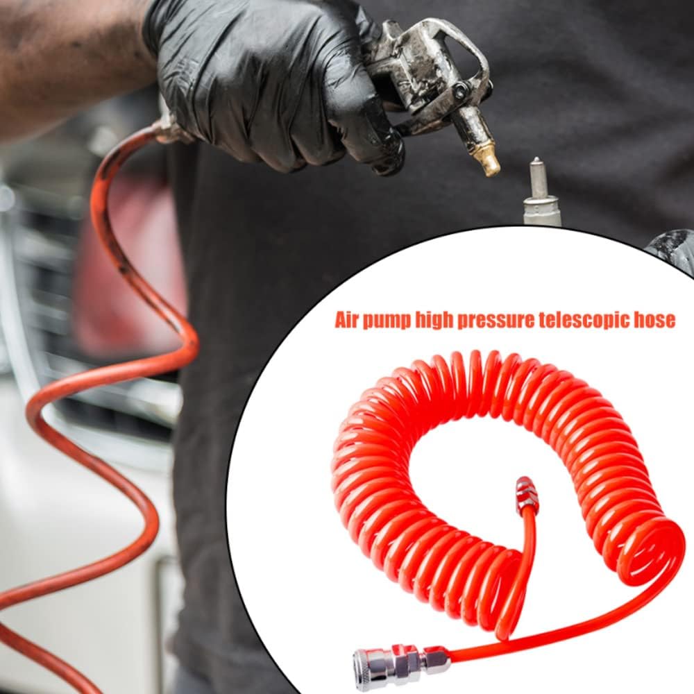 Air Compressor Tool Hose, OD8 x ID5mm PU Spring Tube Air Pressure Hose Spiral Pipe for Compressor Flexible Air Tool (Recoil Air Hose, 12M)