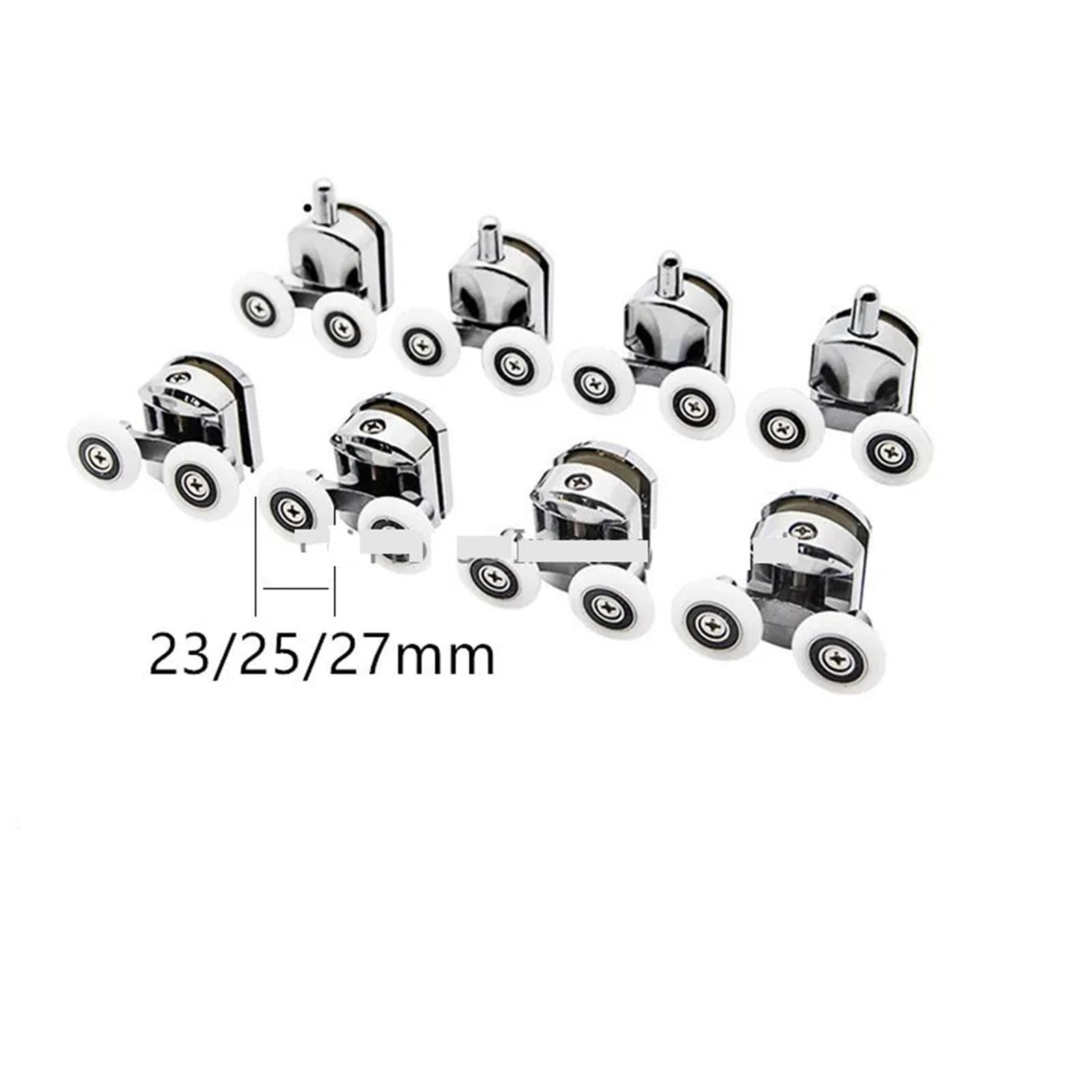 Rodillos De Puerta De Ducha Rodillos For Puerta De Ducha 23 Mm, 25 Y 27, Aleación Zinc, Con Rodamientos Doble Rueda Rieles Repuesto(4-upper4-down,23.0mm)