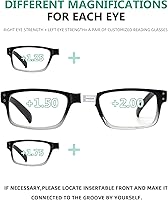 Vista 4 de (Debe comprar ambos ojos) Negro Claro Ojo Izquierdo+0.00 Gafas de lectura con diferente fuerza para cada ojo