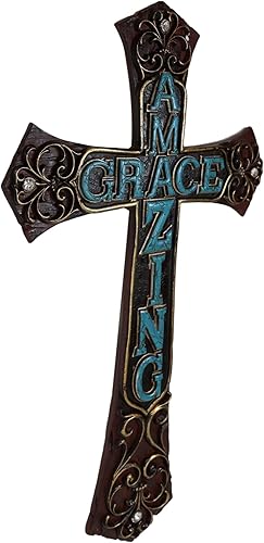 Miniatura 4 de Ebros Gift Placa decorativa de madera sintética de estilo occidental de 18 pulgadas de alto, diseño de cruz de pared