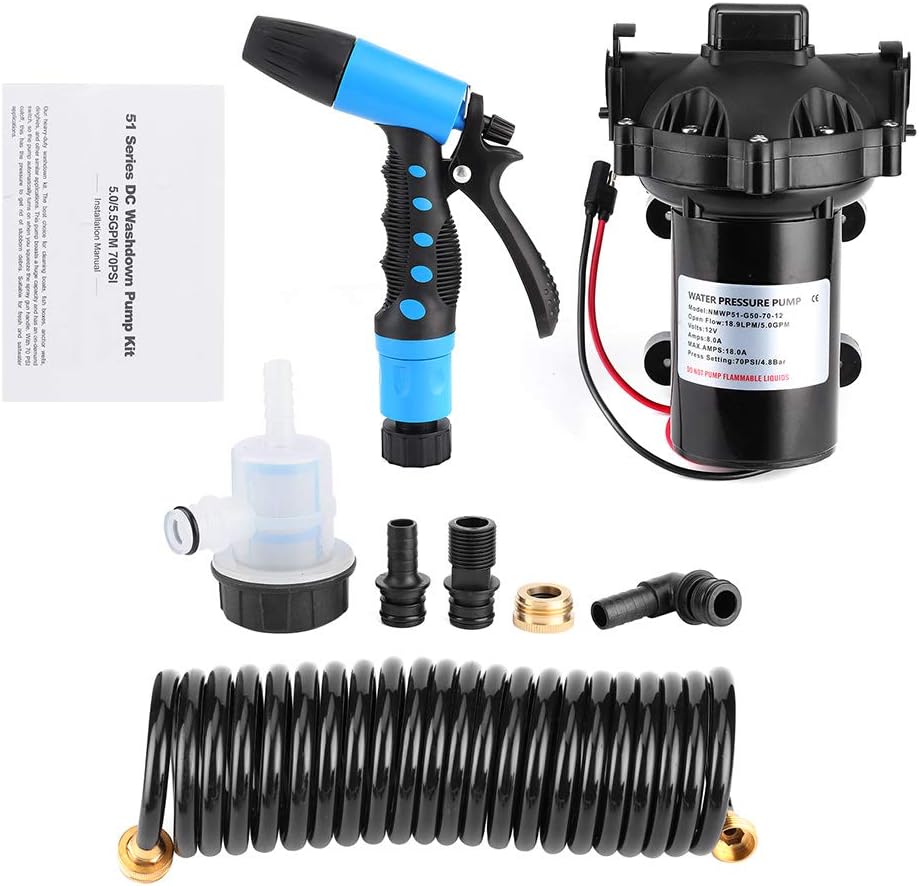 BEATIZZA Washdown Pump Kit, Washdown Deck Cleaning Pump Kit 12V Fresh Sea Water Flow 5.0 GPM for Rv Boat Marine