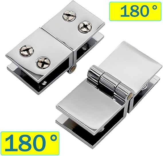 WANLIAN Glass Shower Door Hinges, 2 Pieces, 180 | Mirrors, Clamp Design, For 5-8mm Thick Glass