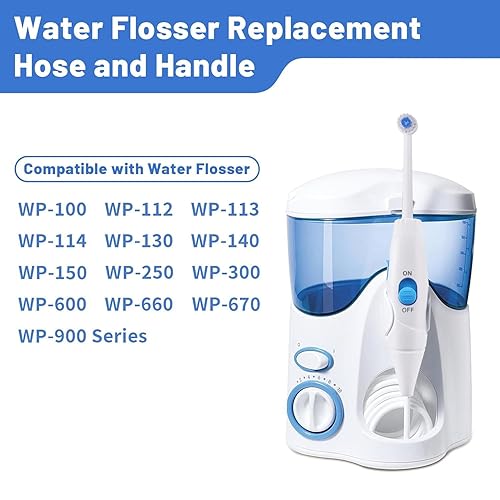 Miniatura 2 de Manguera de repuesto y piezas de mango compatibles con Waterpik Water Flosser WP-100 WP-300 WP-660 WP-900 Series Irrigador Oral, Mango de plástico