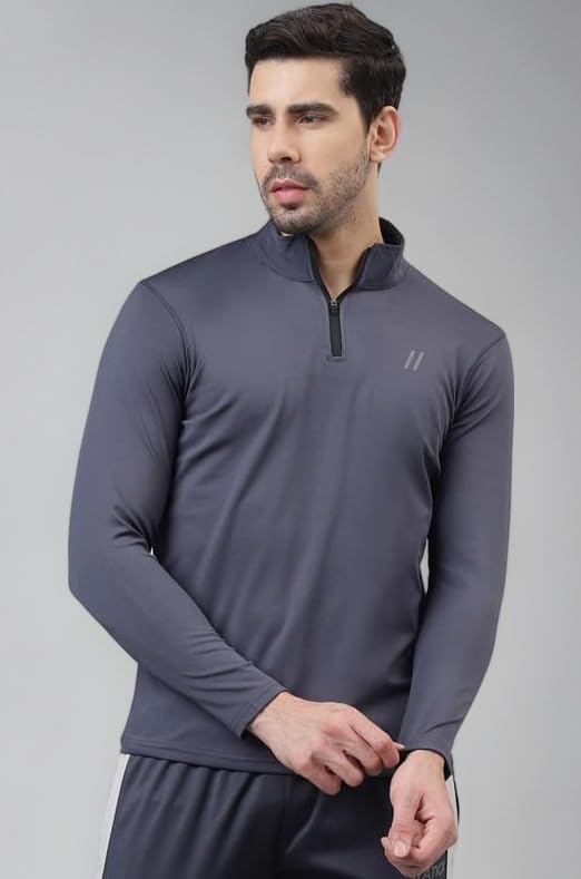 Polyester Full Sleeve Compression High Turtle Neck Sports Jersey T Shirt for Men - Quick Dry Fit Gym Workout Top for Running, Swimming, Training, Cycling, Football, Badminton