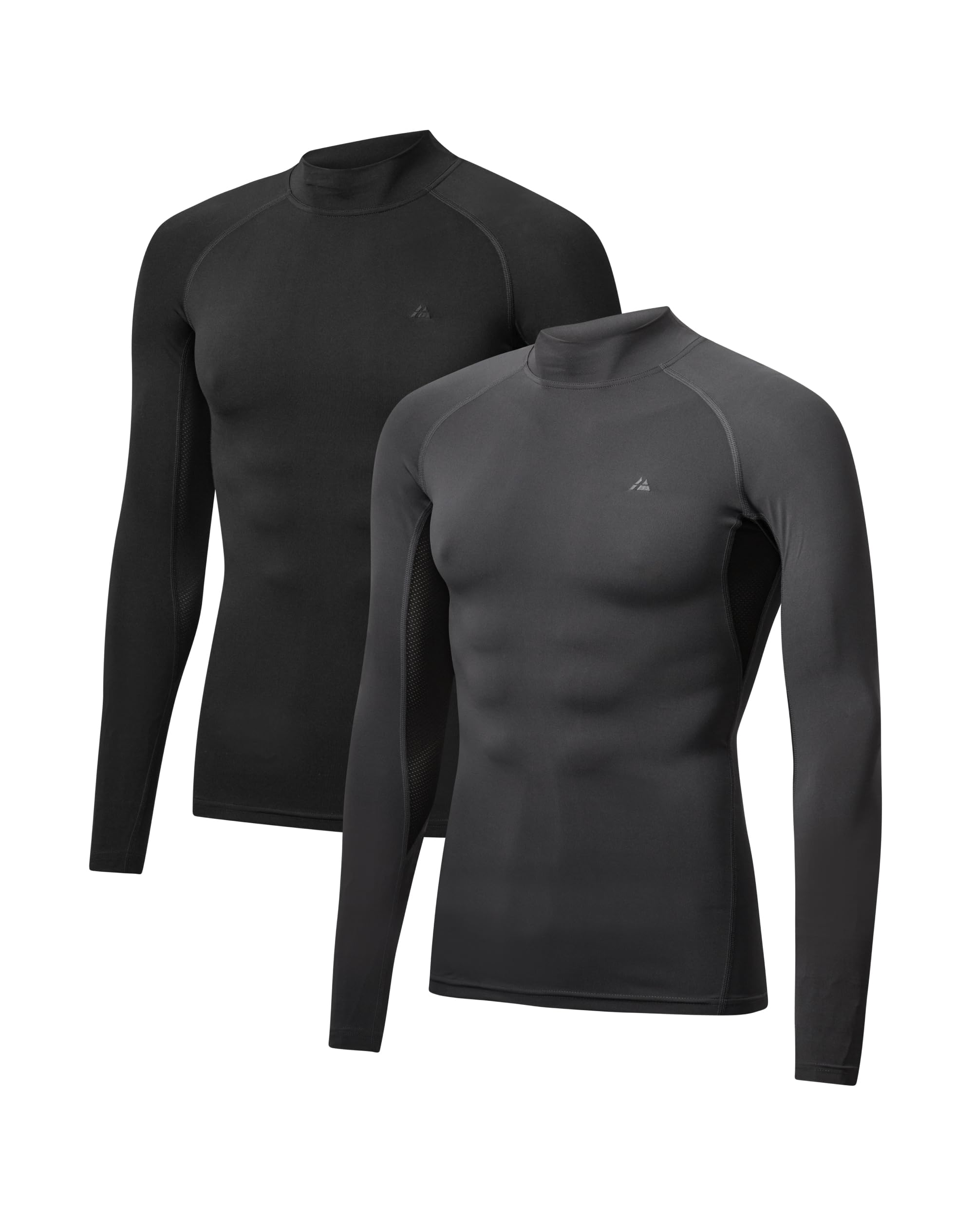 DANISH ENDURANCE Kompressionsshirt Herren, Laufshirt Langarm, Funktionsshirt Herren, Muskelshirts, Sportshirt, Baselayer, Activewear für Männer, Schnelltrocknend & Atmungsaktiv, 2er Pack