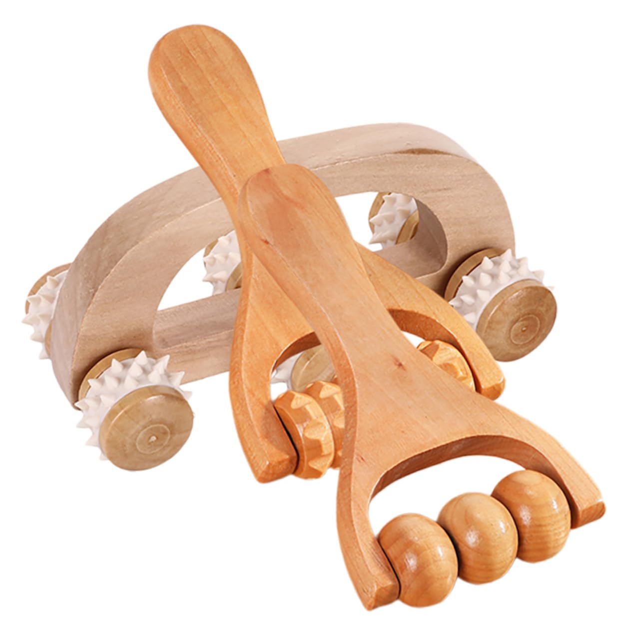 3 Set Set Massaggiatore Adulti Massaggiante Corpo Muscolo A Mano Massaggiatore A Mano Rulli Portatile Massaggio A Manuale Kit Di Legno 3 Pezzi * 3