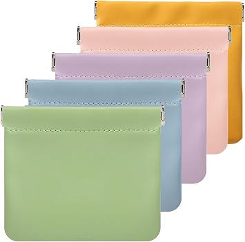 Small Pouches for Purse, 5-pack Cute Snap Closure Storages, Mini Organizer for Inside Large Makeup Bag, Organize Cosmetic, Lipstick, Jewelry, Card, Coins in Womens Handbag/Travel