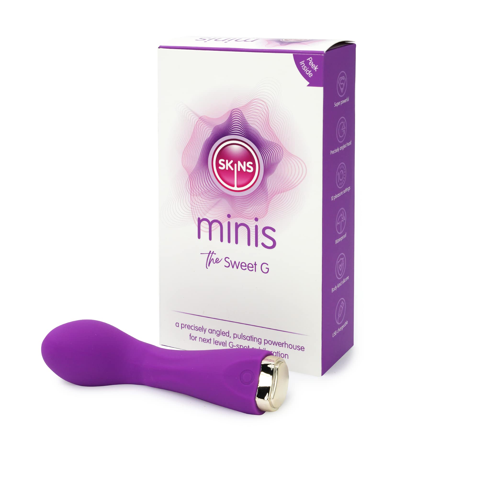 Skins Jouets sexuels minis de santé sexuelle Le masseur doux de point G - Vibromasseurs G Spot pour femmes, violet-silicium