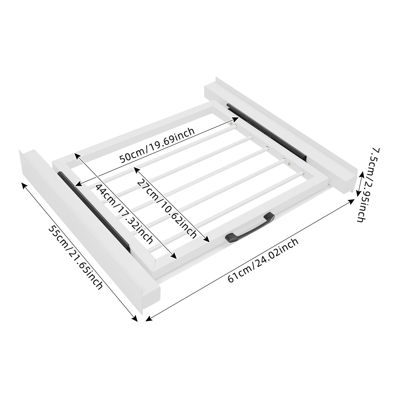 Set di telai di collegamento universali per lavatrice e asciugatrice, set di telaio di collegamento con 5 aste, kit di montaggio intermedio per lavanderia, 61 x 55 cm