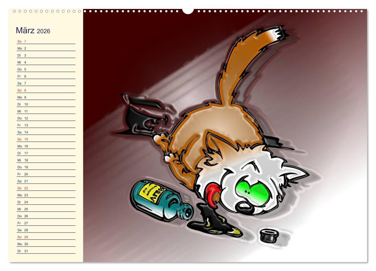 Alles für die Katz! Lustiger Katzen-Planer (hochwertiger Premium Wandkalender 2026 DIN A2 quer), Kunstdruck in Hochglanz: Witziger Comic-Planer für Katze und Mensch! (CALVENDO Spass)