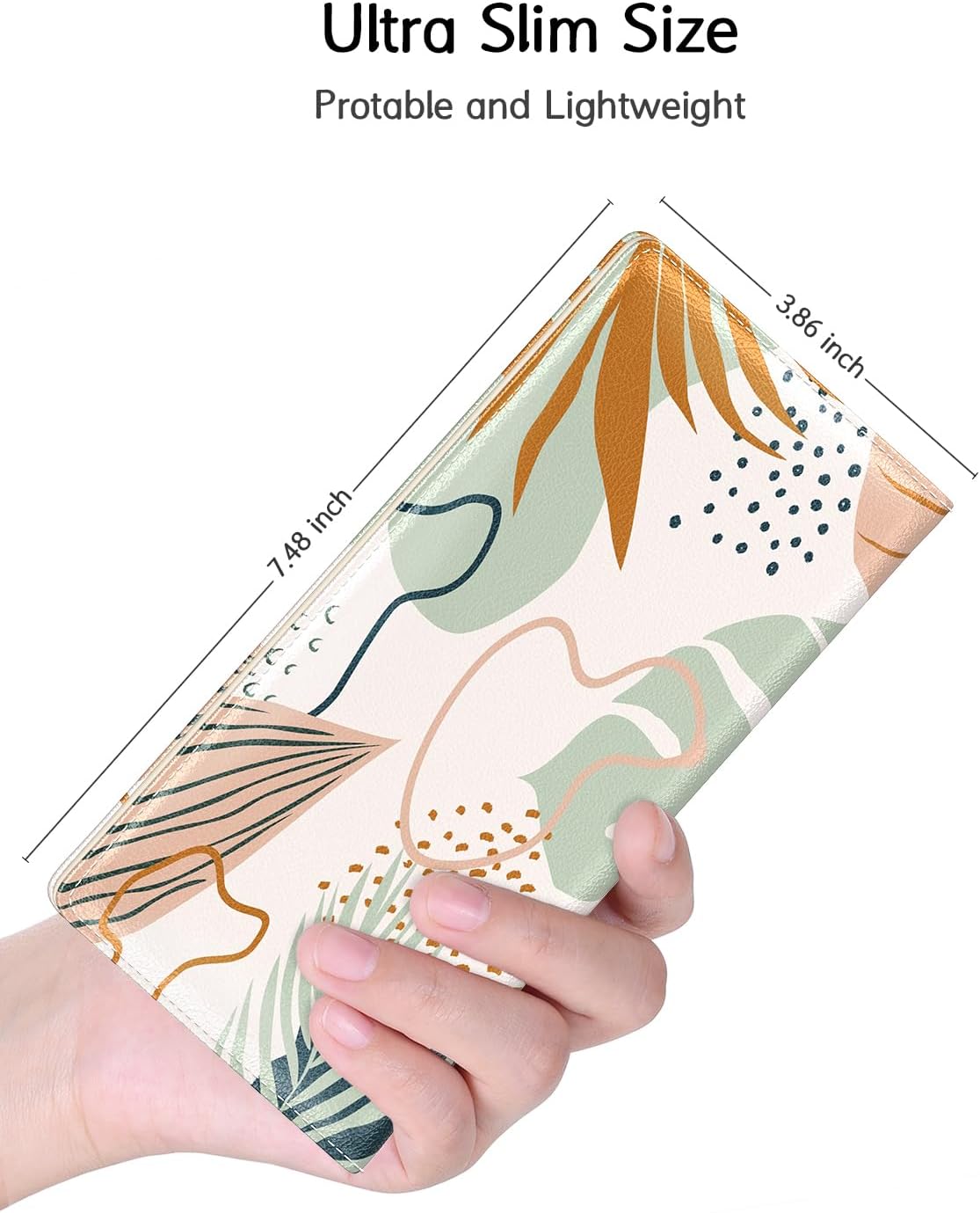 Nipichsha Womens Wallet, RFID Slim Wallets for Women, Thin Ladies Credit Card Holder Purse, Cute Leather Bifold Clutch Billfold with 11 Card Slots & ID Window, Boho Leaves - Image 3