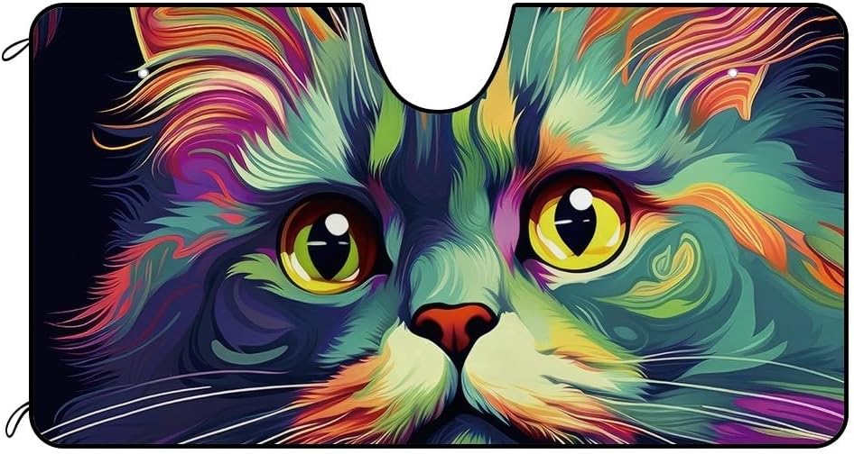 American Curl Persian Cat Windshield Sunshade for Car Truck SUV Cute Pet Face Front Windows Sunshade Blocks UV Rays Sun Heat 51x26.8 Inch Style 4