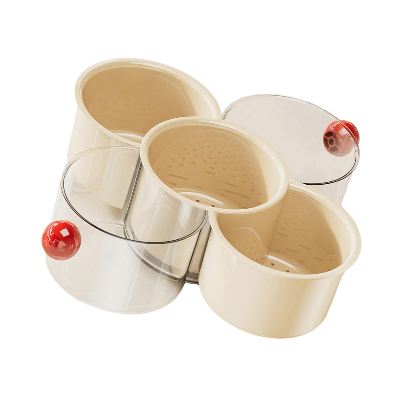 Piceioep Multiple Compartment Rotating Organizers with Nonrust Steel Frame and Silicone Seal for Freshness Produce Storage Container