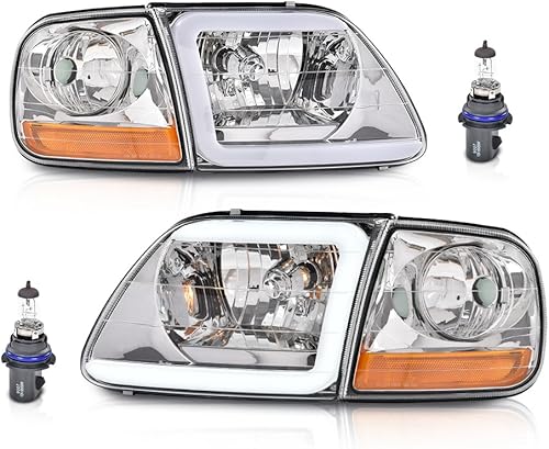 Miniatura 1 de PIT66 Lente transparente carcasa cromada reflector ámbar estilo rayo LED DRL tira de faros delanteros y luces de estacionamiento de esquina