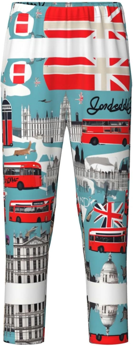 I Like London Print Fashion Pajama Bottoms,Cotton Pajamas,For Both Lounging At Home And Casual Outings