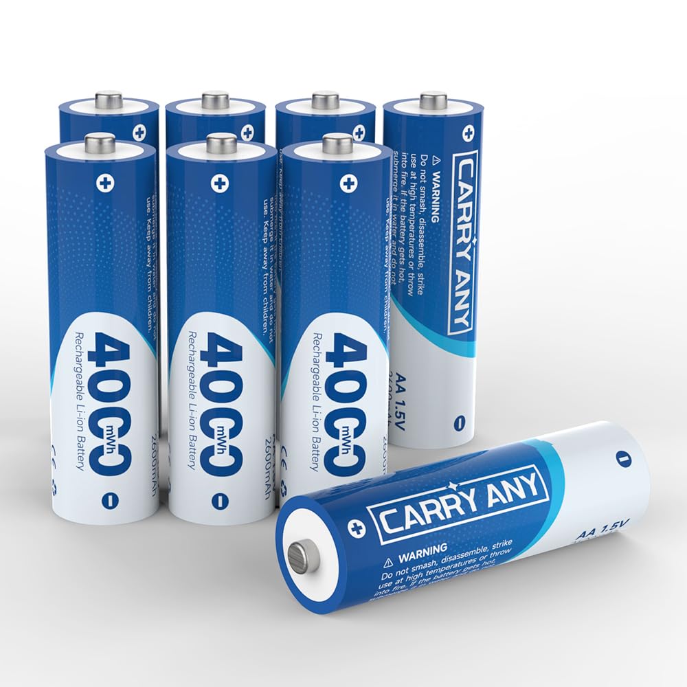 4000mWh Rechargeable aa Batteries 8 Pack, aa Lithium Batteries