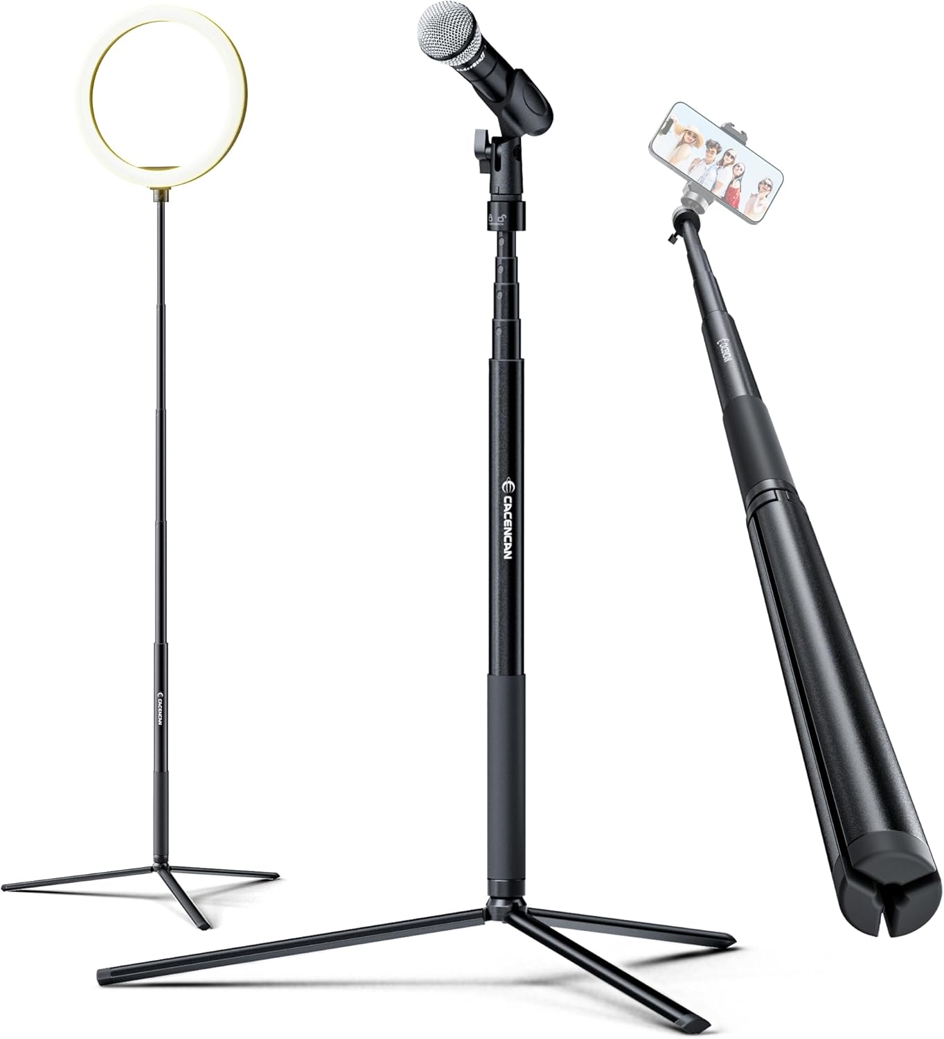 Tripod Boom Arm Floor Mic Stand Height Adjustable with Carrying Bag and Mic Clips,1/4"to 3/8" Adapter for Singing Podcast for Blue Yeti Shure SM58 SM48 Samson Q2U Singing Performance Wedding Stage