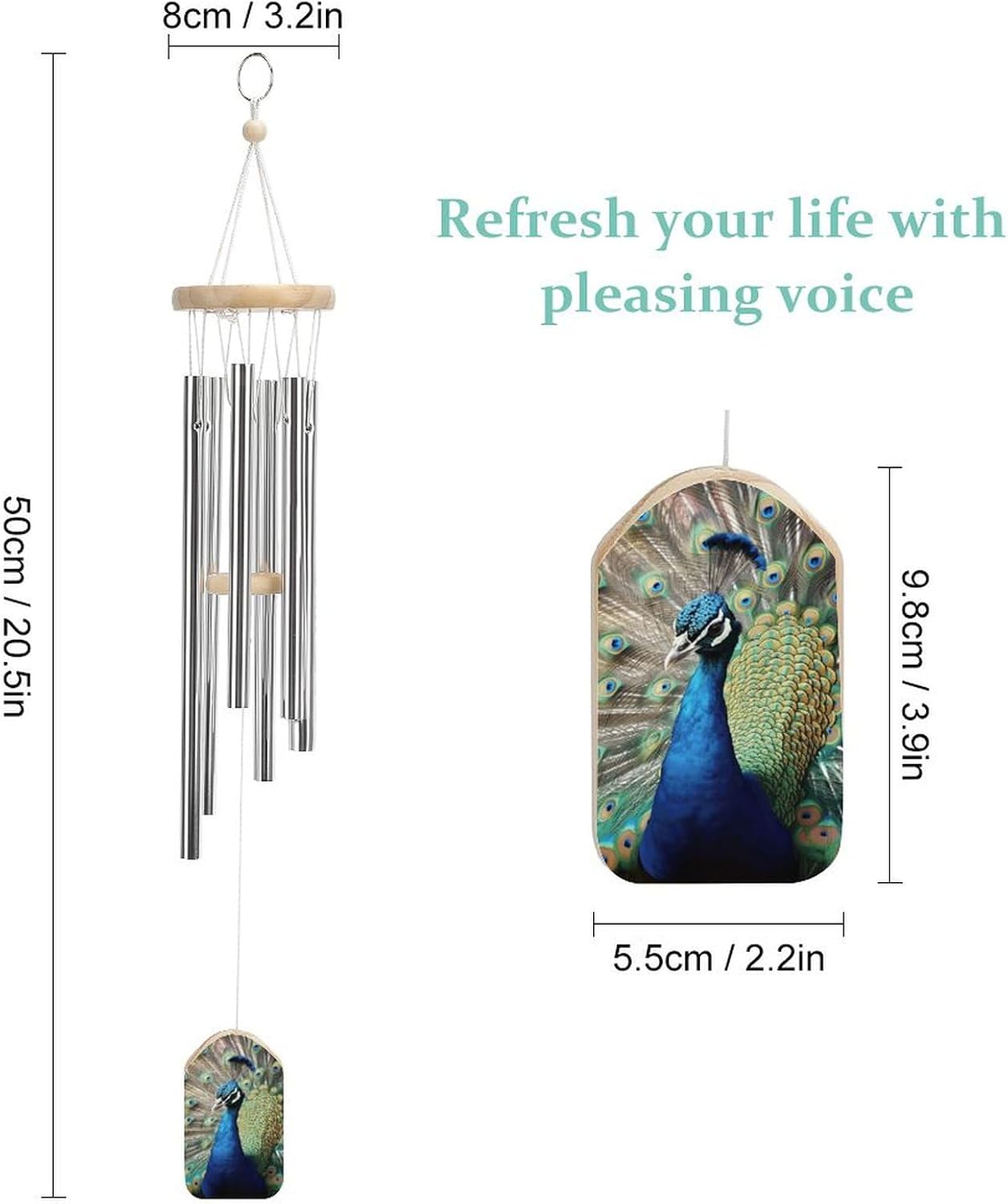 Outdoor Wind Chimes, The Peacock Printed Wind Chimes,Simple Wind Chimes,Curtain Wind Chimes for Home Decoration