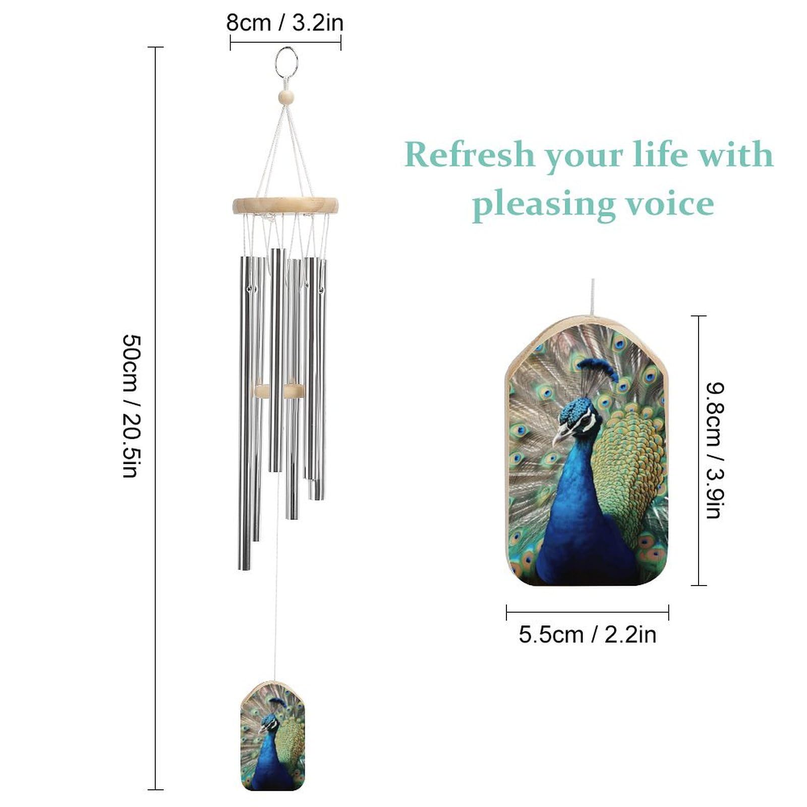 Outdoor Wind Chimes, The Peacock Printed Wind Chimes,Simple Wind Chimes,Curtain Wind Chimes for Home Decoration