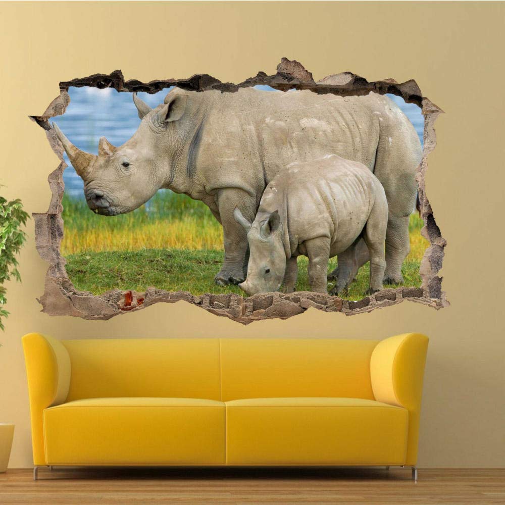 3D Wall Stickers Rare White Rhino Wall Stickers 3D Art