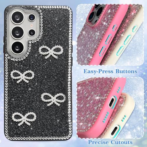 Image of DIZORO for Samsung Galaxy S26 Ultra 5G case,Cute Bow Tie Aesthetic Phone Case,Trendy Slim Hard IMD Shockproof Protective Bumper Designer Phone Back Cover for Women Girls - Black
