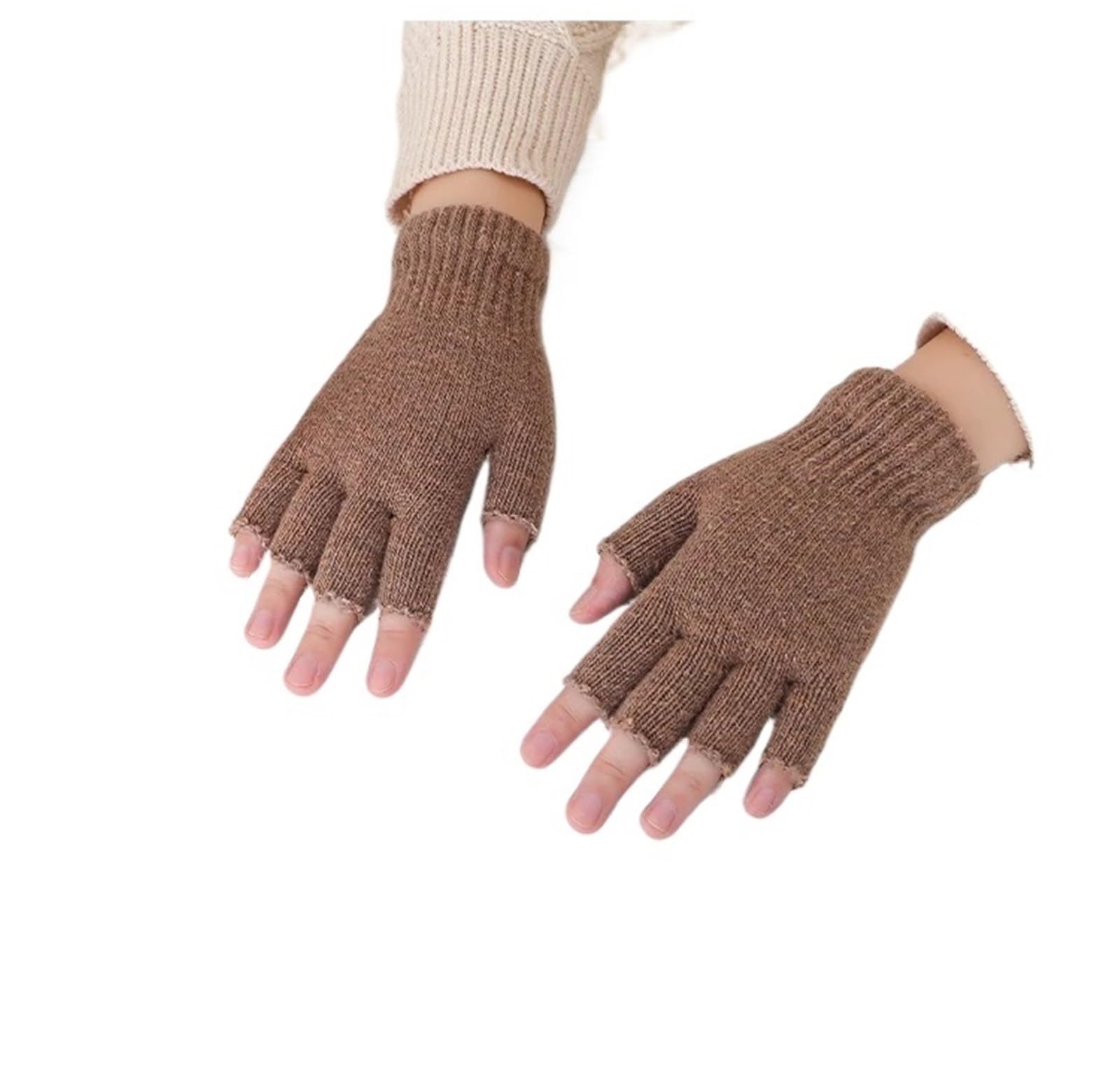 Guantes Térmicos Sin Dedos 1Pair Black Half Finger Fingerless Gloves For Women And Men Wool Knit Wrist Cotton Winter Warm Workout
