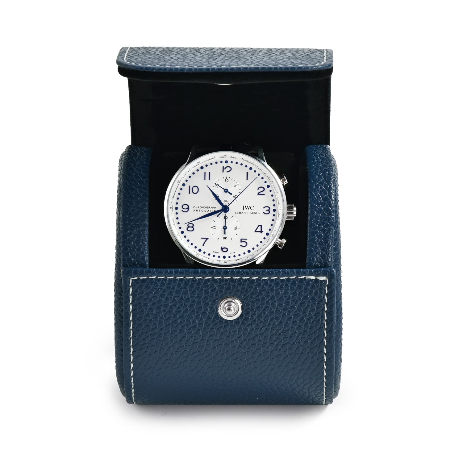 BEWISHOME SSH04BW Boîte De Rangement Pour Montres 20 Hommes Avec Charnière En Métal Noir PU Cuir Avec Plateau En Verre Carbon Fiber