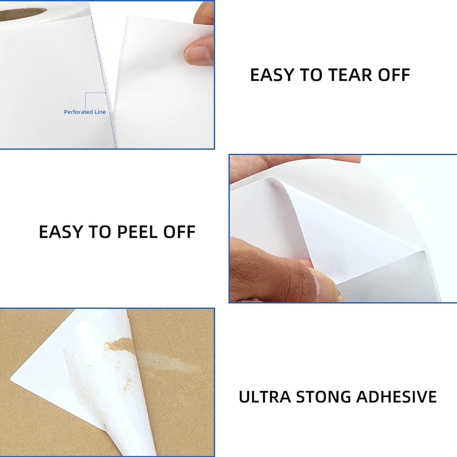 Especificaciones de las etiquetas térmicas de 4 x 6 pulgadas: etiquetas térmicas de envío de 100 mm x 150 mm, 6 rollos/400 etiquetas, etiquetas adhesivas en blanco, no requiere cinta. Tamaño estándar