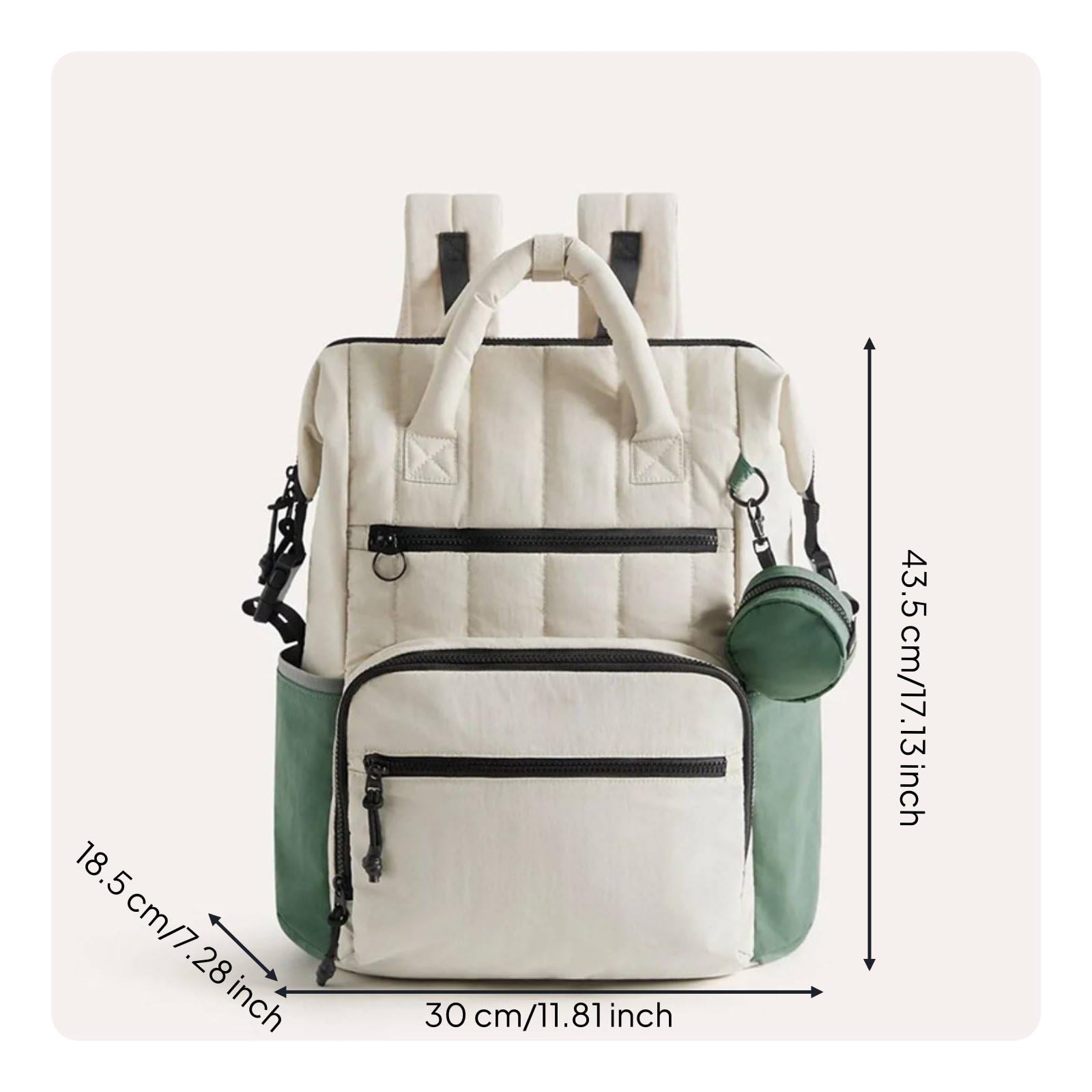 Borsa Fasciatoio Impermeabile Zaino Neonato Borsa Mamma Borsa Passeggino Capiente Principale Ampio Tasche per E Accessori Chiusura Pratica Tessuto Che, Beige Verde