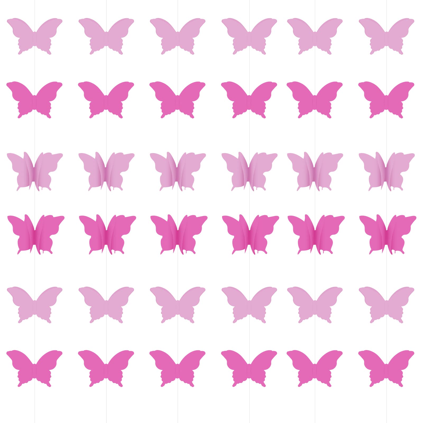 Butterfly Party Decorations, 3D Butterfly Banner Paper Garland for Wedding Birthday New Year's Annual School Decoration, Baby Shower, Gradient Pink Butterfly Streamers 2.8m (pink)