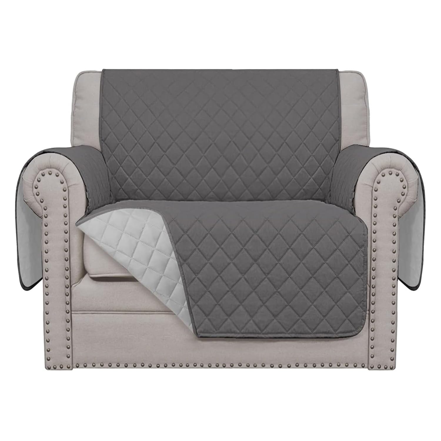 Sofa Slipcover Oversized Reversible Sofa Cover Water Resistant Couch Cover Furniture Protector Cover for Pets Dog (Grey)