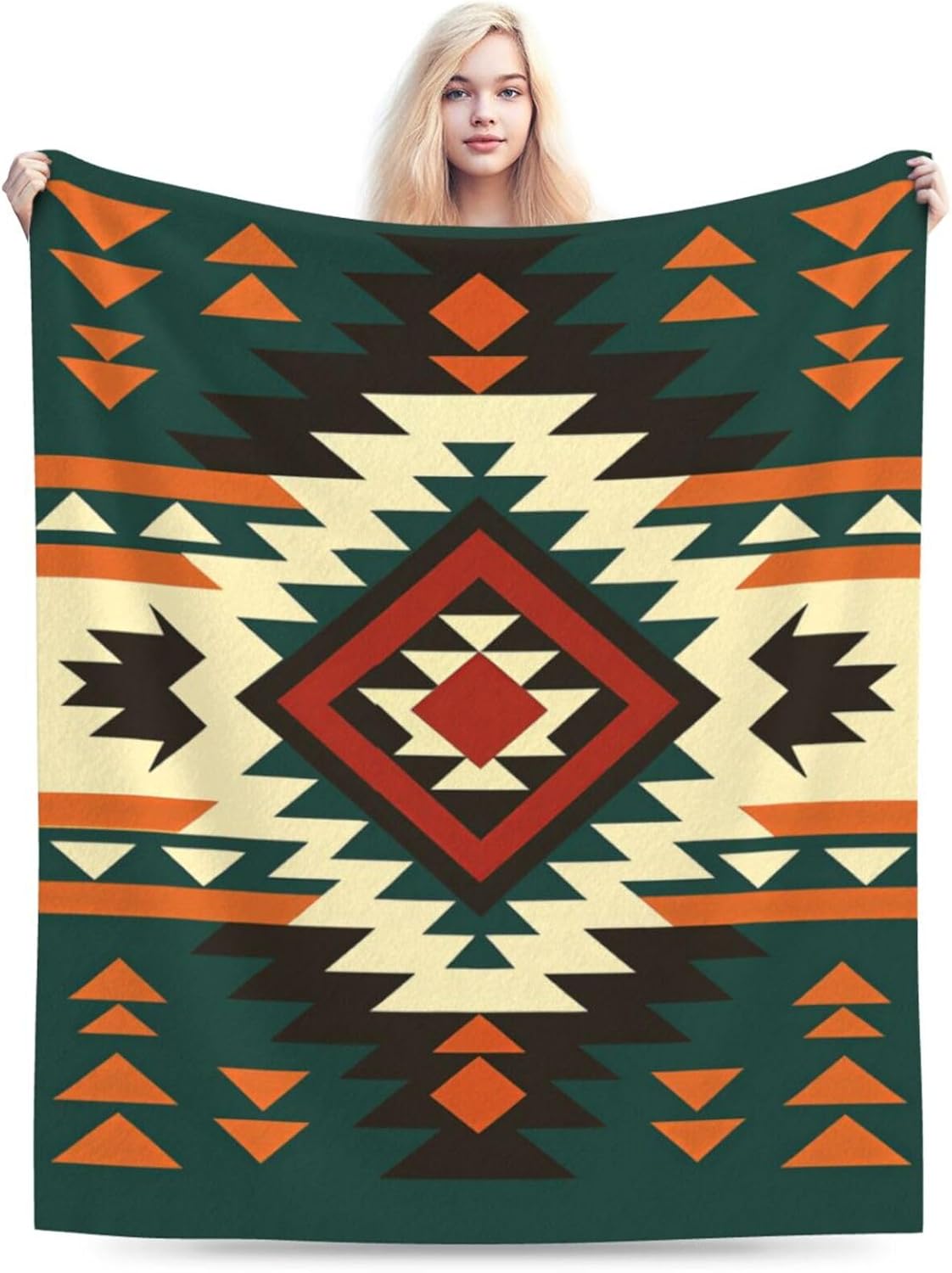 Western Boho Blanket Southwest Aztec Tribal Throw Blanket Southwestern Navajo Soft Cozy Fleece Fuzzy Stuff Plush Flannel Gifts for Girls Women Boys Kids Adults 40''x50'' - Image 4