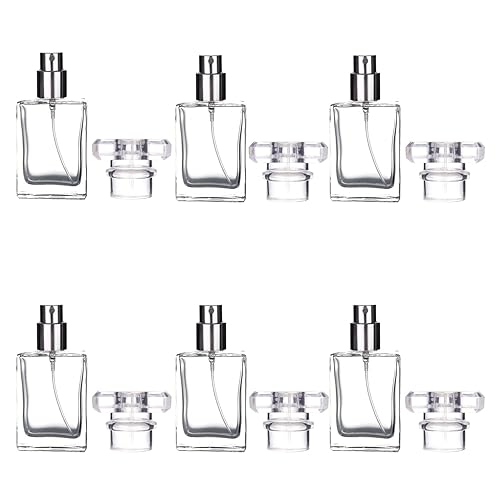 Miniatura 8 de Paquete de 6 botellas de perfume recargables de 1.0fl oz  1 oz, color negro, surtido, botella atomizadora de perfume cuadrada portátil de vidrio