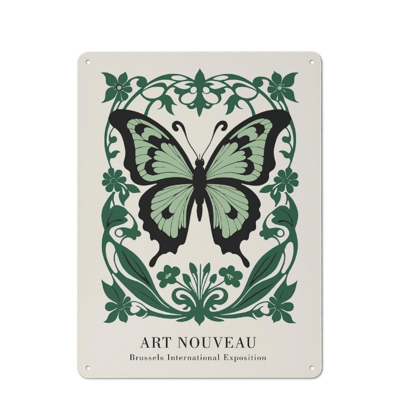 Junmoney Style-23 Green Art Nouveau Rustic Tin Sign 40X30cm For Garden Room Or Summerhouse, For An Autumn Wall Display In Garden Room And Summerhouse