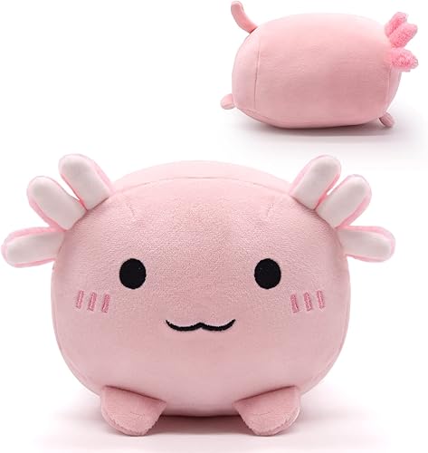 Lindo juguete de peluche de ajolote, almohada de peluche Kawaii para niños y decoración del hogar, rosa