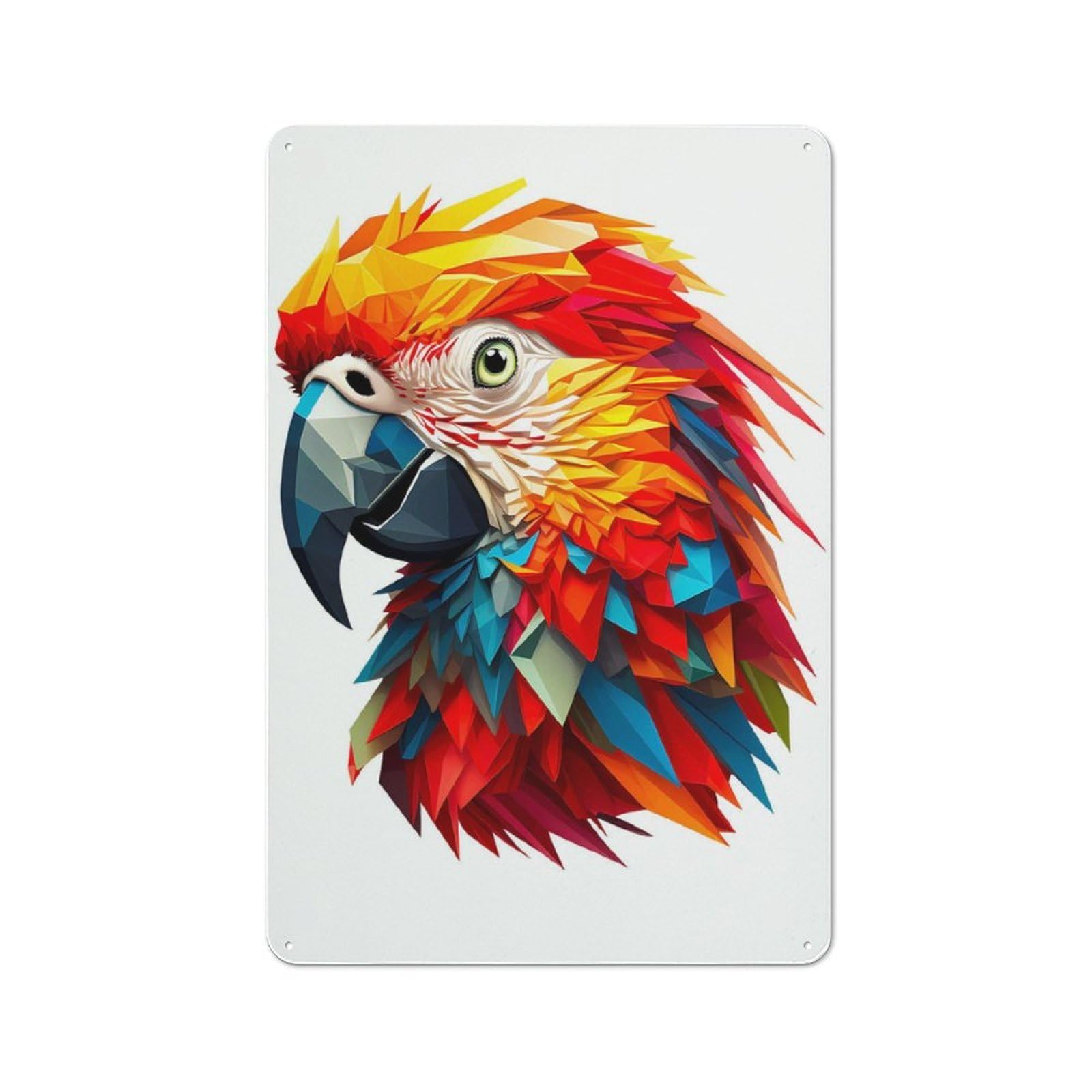 Tin Wall Plaque 30x20cm with Parrot Colorful for Workshop Wall, Suited to Makers And DIY Enthusiasts