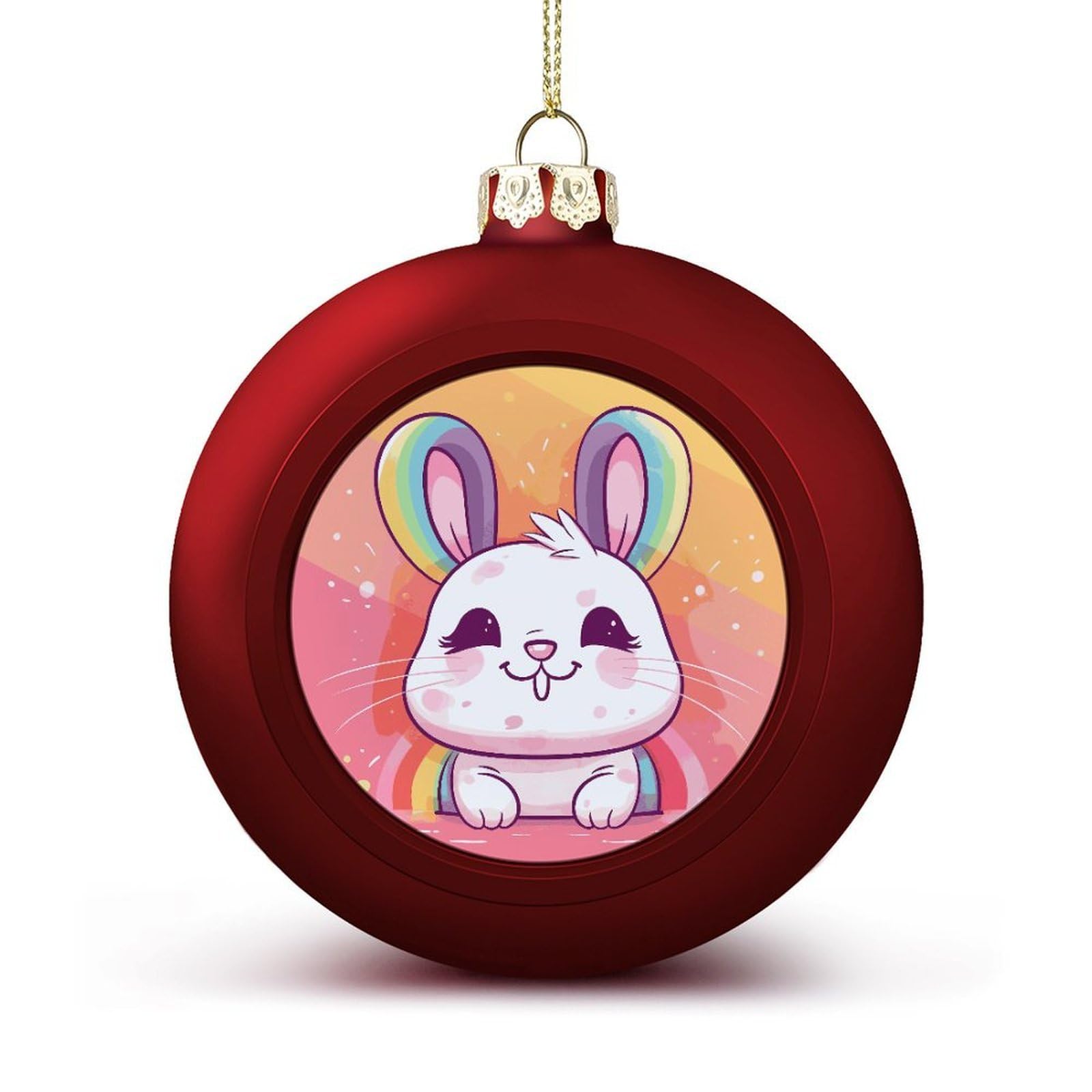 Chubby Rabbit Christmas Balls Ornaments for Xmas Christmas Tree 1.6" Hanging Shatterproof Xmas Balls Hanging Decor Pendants for Holiday Party Outdoor Indoor DIY Craft Supplies
