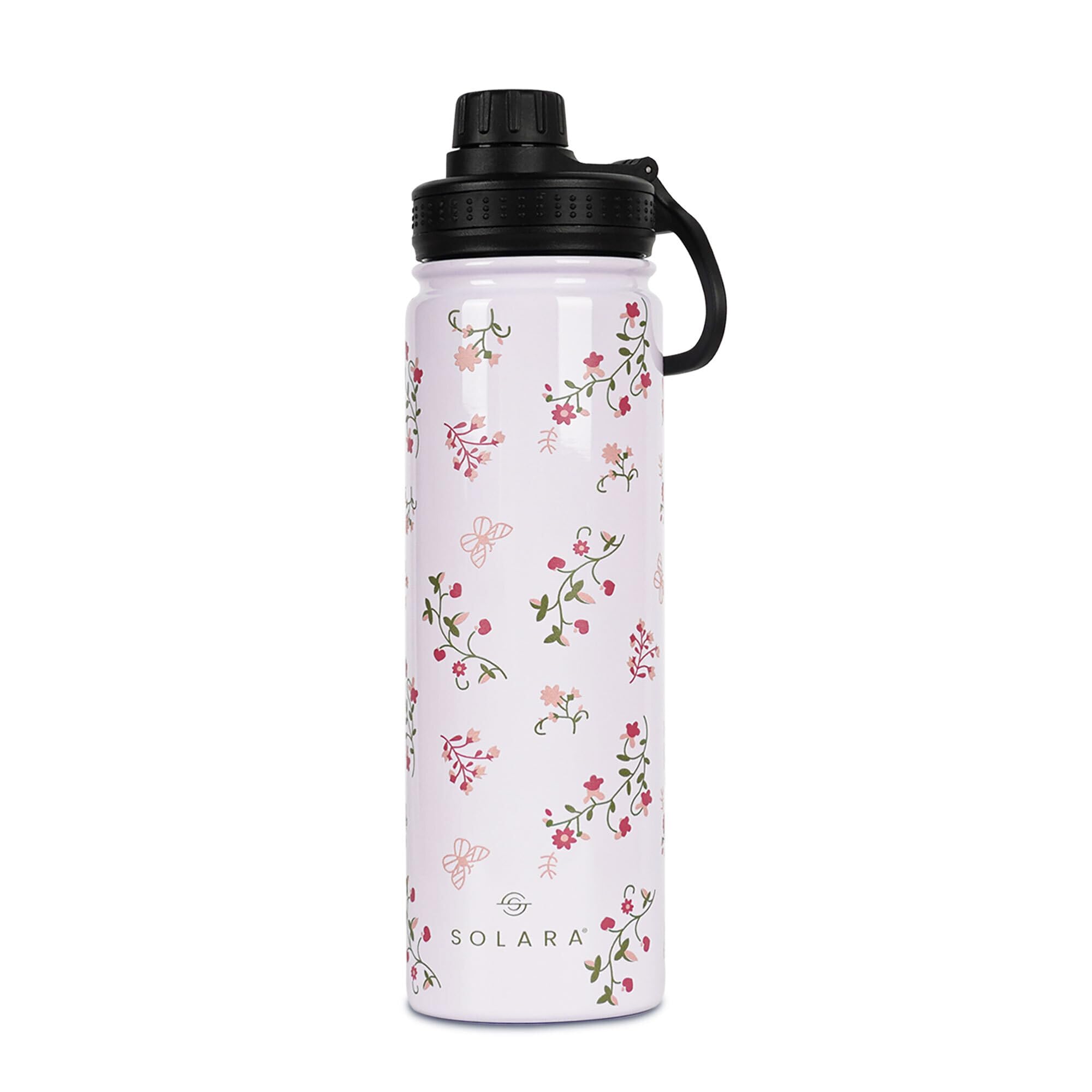 SOLARA Insulated Water Bottle 650ml, Hot Water Bottle, Thermosteel Water Bottle for Travel, Home, Office, School, Gym, Adults, Water Bottle Hot and Cold, Sipper Bottle, Pink Vines