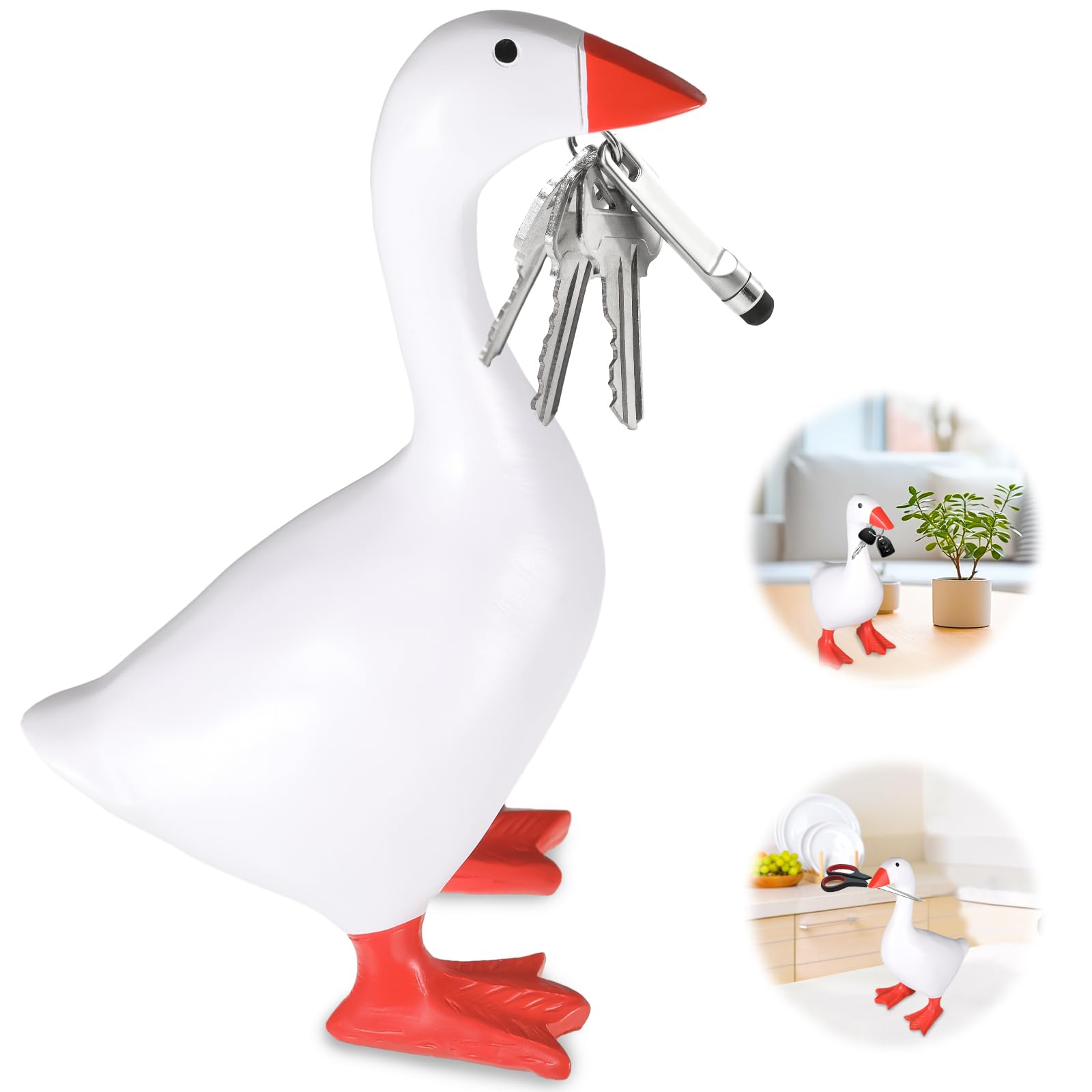 Magnetic Goose Duck Key Holder, Resin Cute Animal Figurines Keys Holder, Goose Statue Key Storage