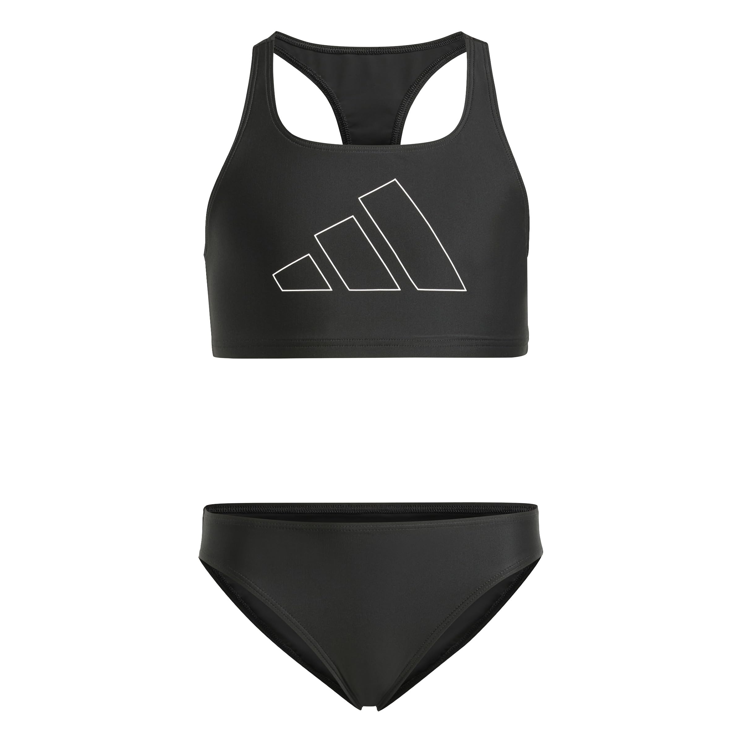 adidas Girl's Performance Big Bars Bikini Girls, Black/White, 3-4 Years