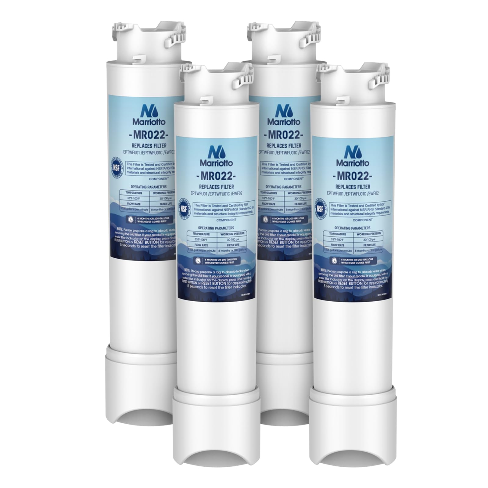 MARRIOTTO EPTWFU01 Water Filter Replacement, Compatible with, EWF02, Pure Source Ultra II, 4 count