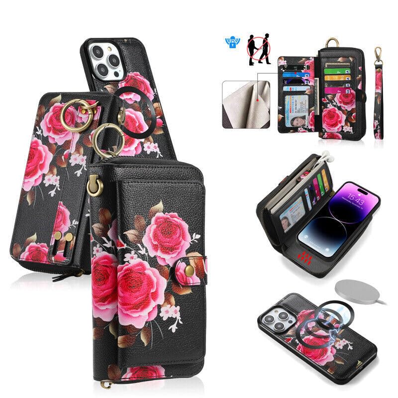 Étui portefeuille en cuir pour iPhone XS Max noir avec rabat magnétique 1491