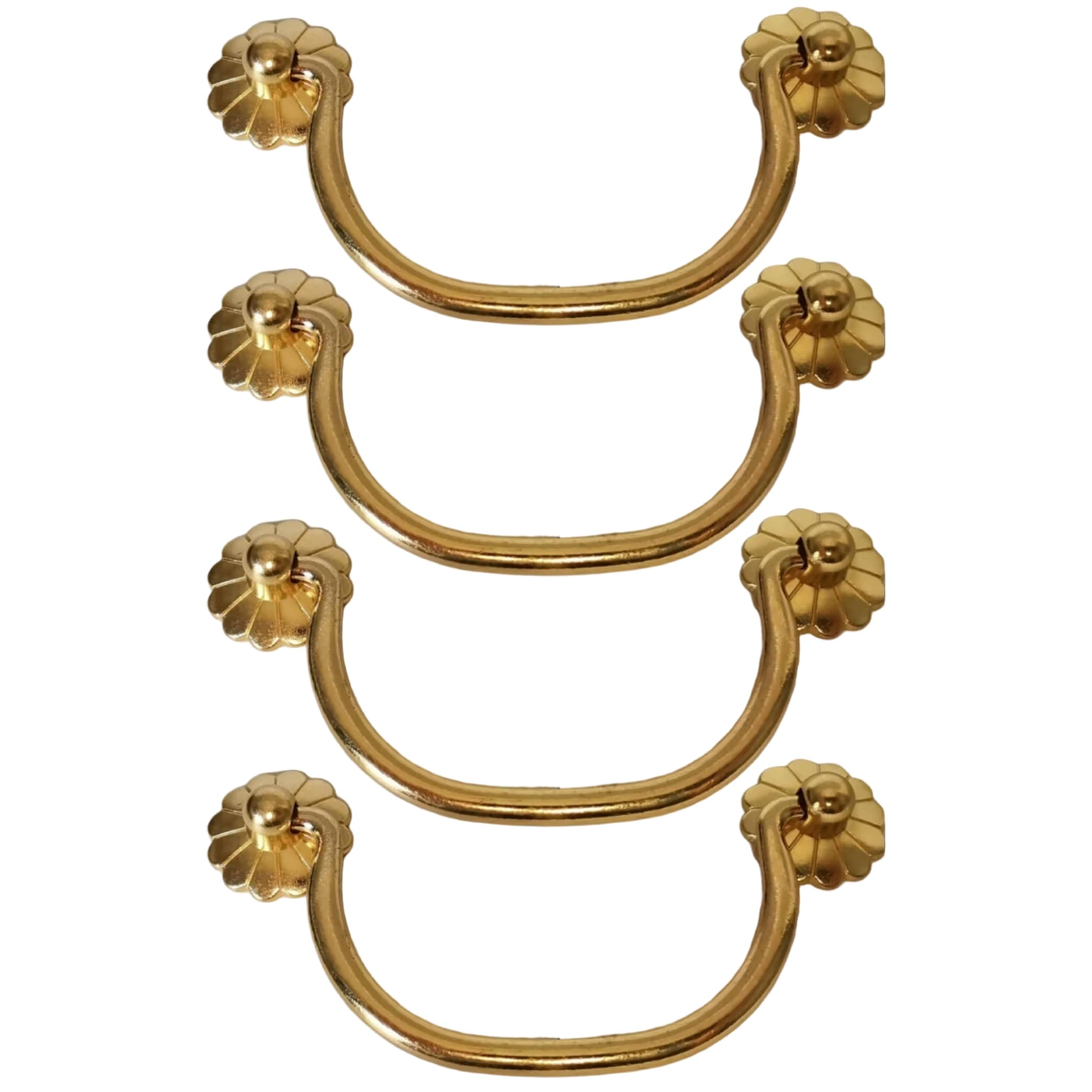 Antique Drawer Pulls, 4Pcs Vintage Gold Dresser Pulls Zinc Alloy Drawer Handles with Lotus Base, 4.53 X 1.97 Inch, Vintage
