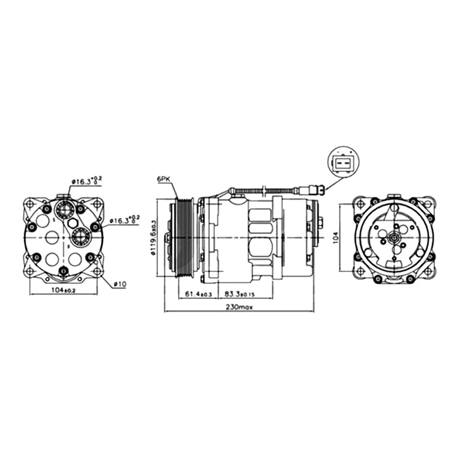 Auto AC Kompressor,Kompatibel Mit EXPERT | 6453FE 6453GA 6453L5 9613260680 9640486480 1106 1227 1218 SD7V16 306 406 806
