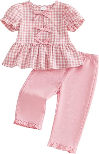 Amnnchya Toddler Baby Girl Clothes Floral Sleeveless Ruffle Tank Tops + Pants Kids Set Little Girls Summer Spring Outfits