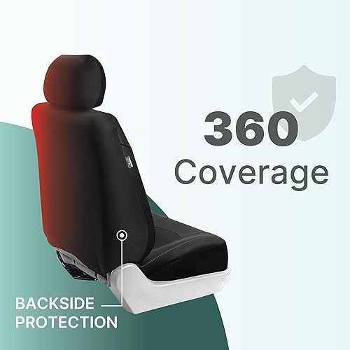 Miniatura 3 de FH Group Juego completo de fundas de asiento de automóvil, de piel sintética, juego completo de fundas de asiento delantero y trasero, color marrón